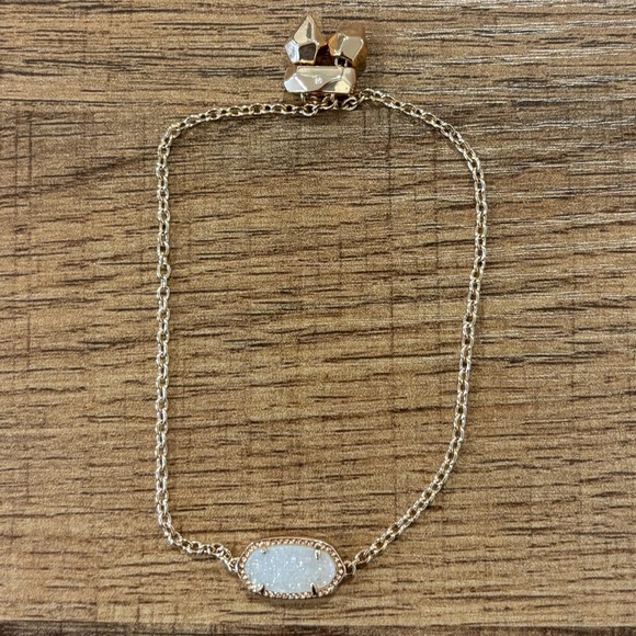 Kendra Scott Elaina Rose Gold Adjustable Chain Bracelet In Iridescent Drusy - Picture 3 of 4